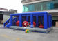 Outdoor double lane adults interactive inflatable assault course with big bouncing balls